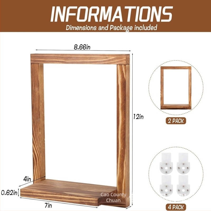 Fából készült falra szerelhető tárolópolc mini szukkulenták számára