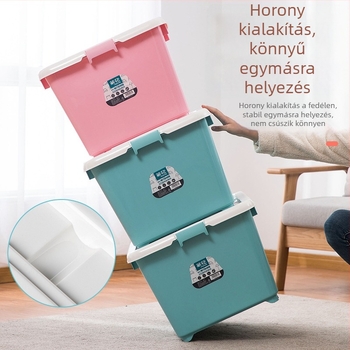 Camellia nagy műanyag tároló doboz fedővel, 80 L, ruhákhoz és játékokhoz