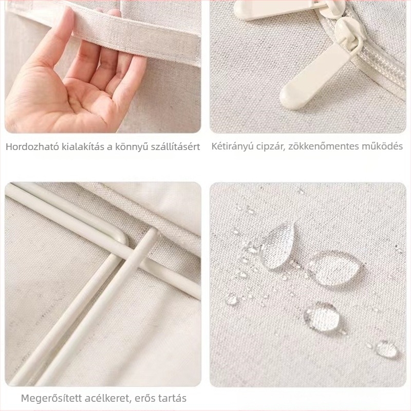 Tianshan pamut- és lenanyagú gardrób tároló doboz, összecsukható ruhás szervező, textil tároló, 66L/100L