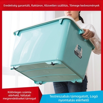 Camellia műanyag tároló doboz fedéllel és kerekekkel, 80 L, nagy kapacitás ruhákhoz és játékokhoz