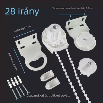 Általános redőny-kiegészítők – szerelvény tartóval és lehúzó vezérlővel, cipzár típusú húzáshoz gyöngy stopperrel