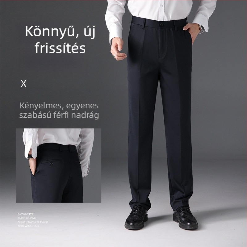 Tavaszi könnyű üzleti casual férfi öltönynadrág, egyenes szár, drapírozott hatással