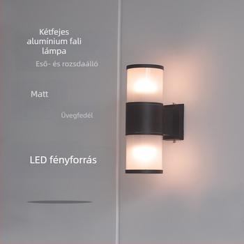 LED kültéri falikar, dupla fejjel, vízálló, fel- és lefelé világító, ajtóoszlopra, erkélyre és udvarra, E27 izzóval