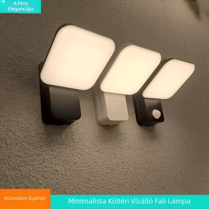 LED kültéri falikar, IP65 vízálló, szenzorral, kerthez, teraszhoz és erkélyhez