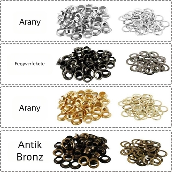 100 darab réz szemlyukzáró készlet szerelési eszközökkel, ponyvához, sátorhoz, sapkához, övhez, függönyhöz, táskákhoz