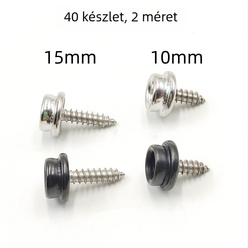 Réz csat gombok sátor és vászonhoz, rozsdamentes acél csavarokkal, nagy fehér csat, méretek 10 mm és 15 mm, 40 készlet