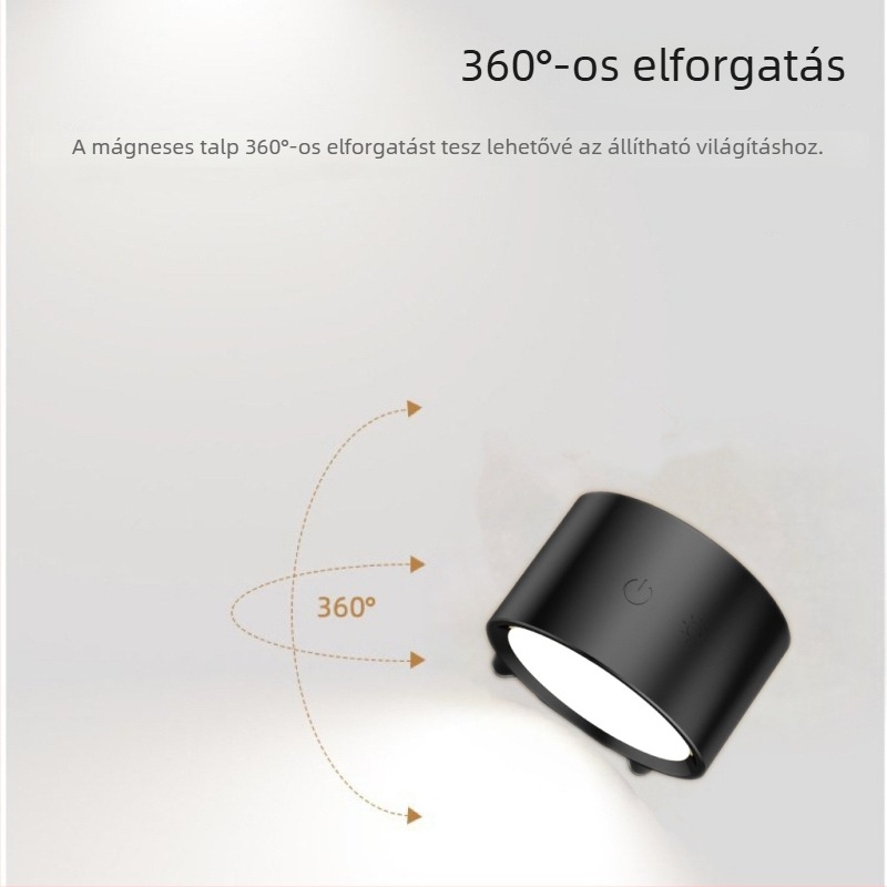 Személyre szabható USB-töltős mágneses falikar, 360° forgás, éjjeli lámpa hálószobába és irodába