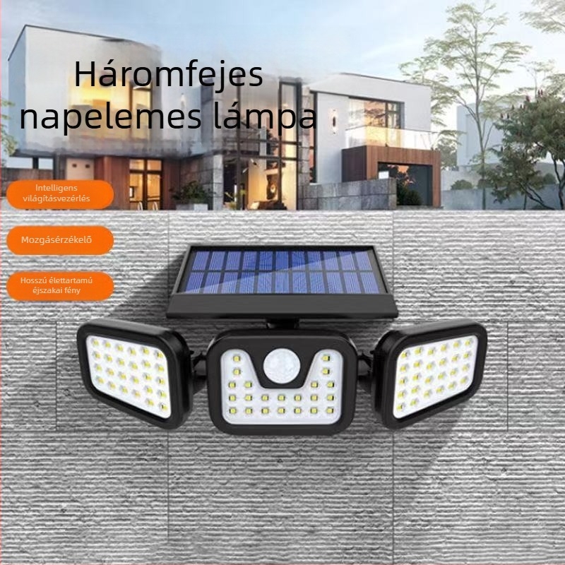 Egyéni napelemes kültéri falikar, vízálló, hosszú élettartamú LED, rendkívül fényes, energiatakarékos, kerthez mozgásérzékelővel