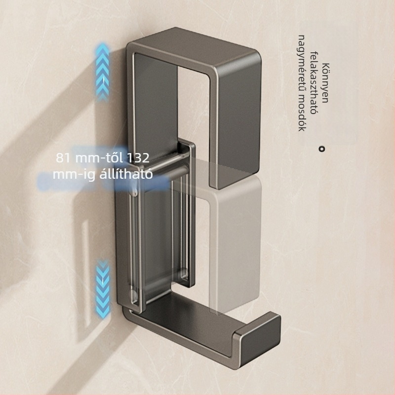 Rozsdamentes acél mosdóhoz akasztó, fúrás nélküli rögzítés, kihúzható fürdőszobai tároló