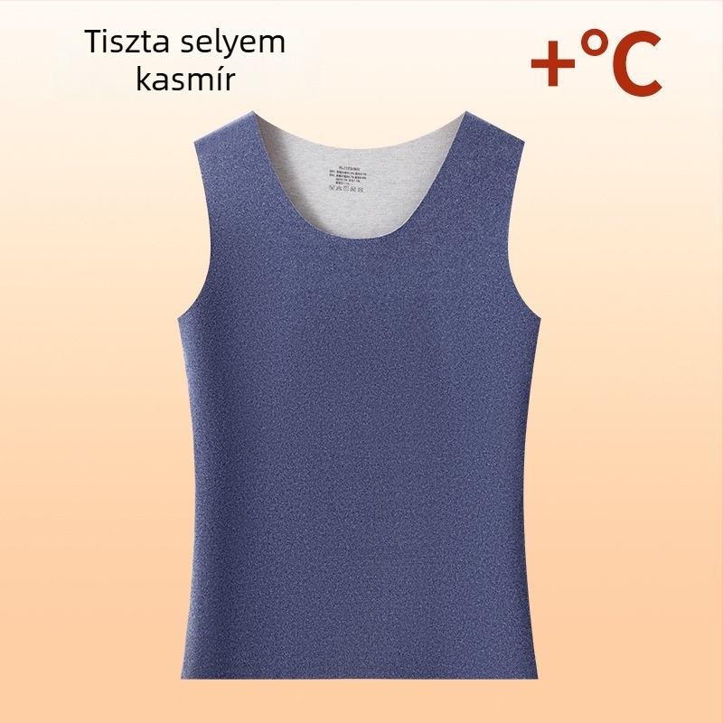 Férfi meleg mellény gyapjú–selyem keverékből, varrás nélküli, fleece-béléssel, kétoldalas bolyhos felülettel, ujjak nélküli