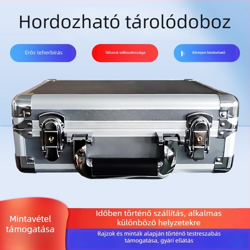 Hordozható alumíniumötvözetű szerszámtartó doboz – szerszámok, hardver és precíziós műszerek tárolásához