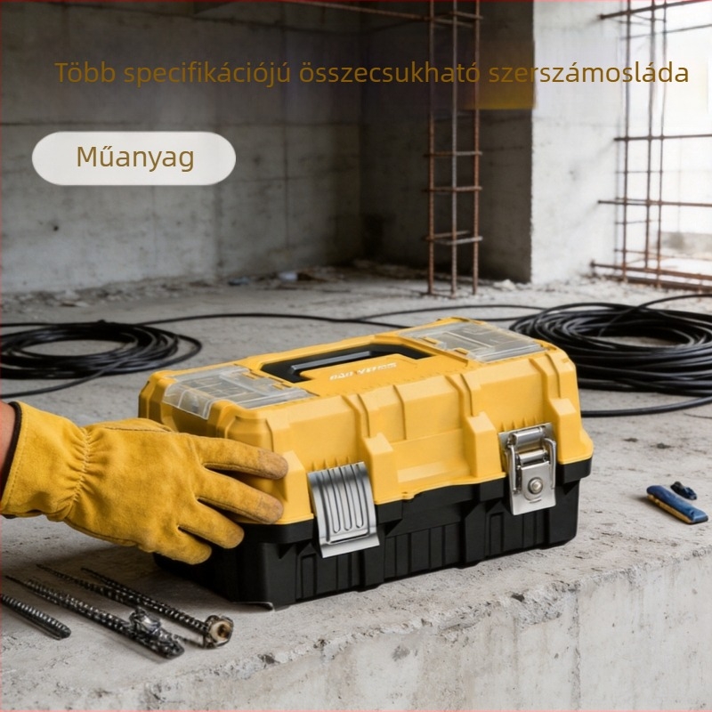 Nanwei Sűrített, többméretű összecsukható szerszámosláda elektromérnökök számára, hordozható, nagy kapacitású műanyag tároló