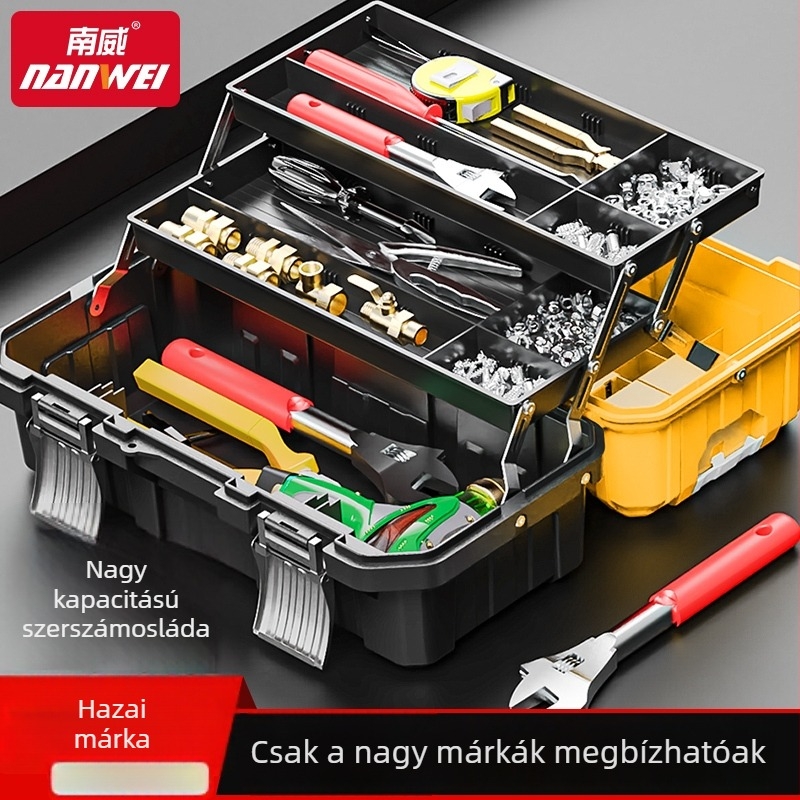 Nanwei Sűrített, többméretű összecsukható szerszámosláda elektromérnökök számára, hordozható, nagy kapacitású műanyag tároló