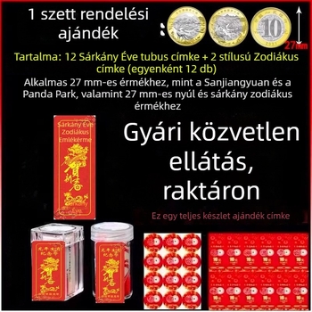 Emlékérme cső tároló doboz, zodiákus védelem — 10 jüan érmegyűjtemény tároló, antik érmék gyűjteményéhez