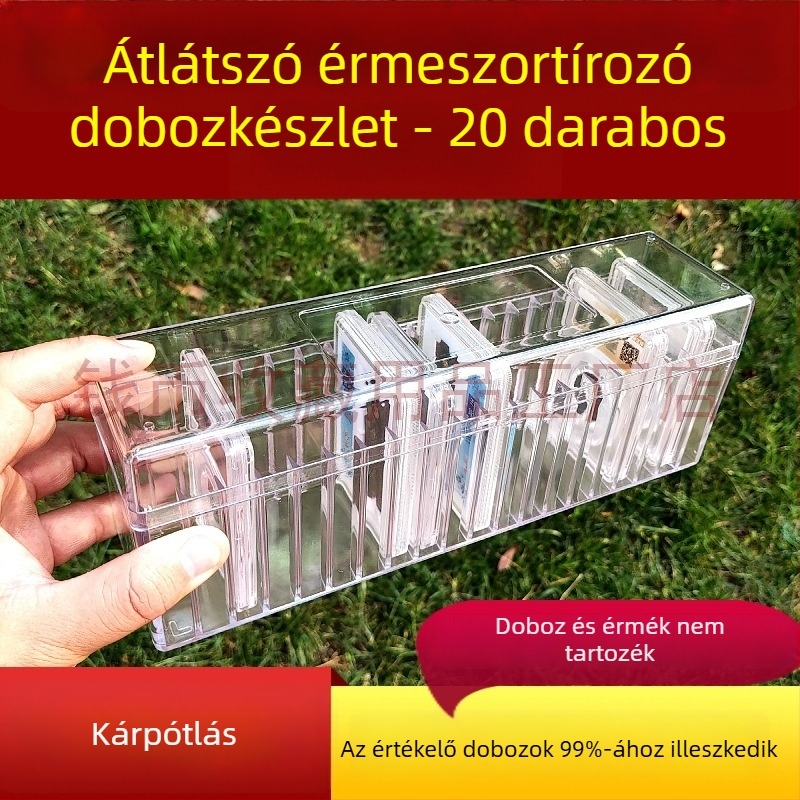 Átlátszó akril érme tároló doboz, 20 darabos készlet gyűjteményhez és kiállításhoz