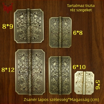 Sárgaréz antik kínai pánt virágos gravírozással szekrényekhez
