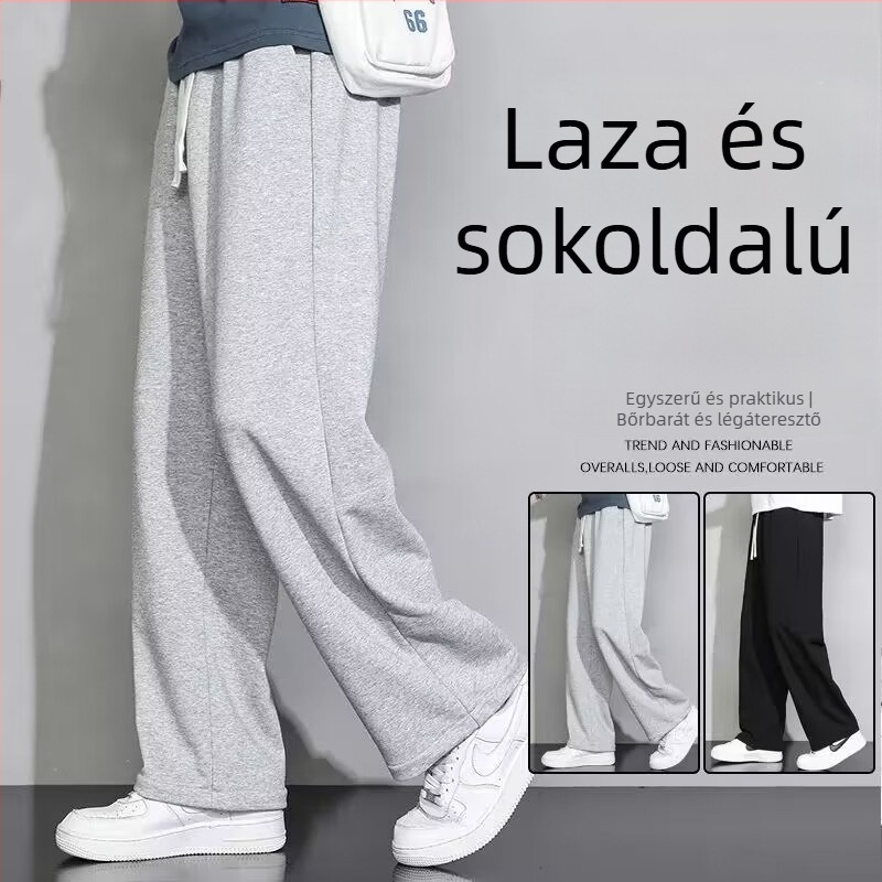 Férfi sportos casual nadrág tavasz-őszre, széles, egyenes szabás, japán retro stílus, sokoldalú mindennapi viselet