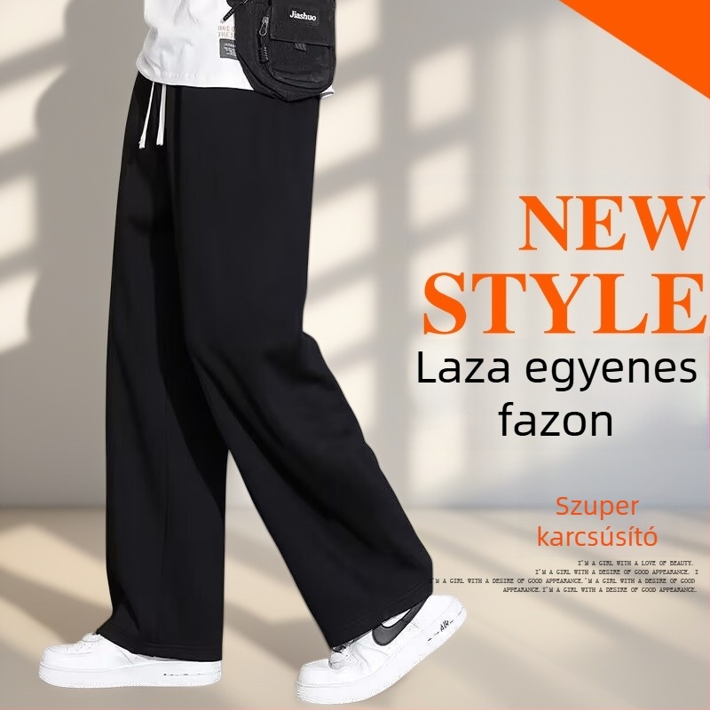 Férfi sportos casual nadrág tavasz-őszre, széles, egyenes szabás, japán retro stílus, sokoldalú mindennapi viselet