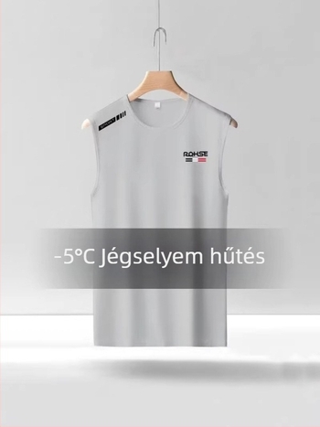 Férfi nyári sportos ujjatlan felső, széles vállú, gyorsan száradó hálós anyag