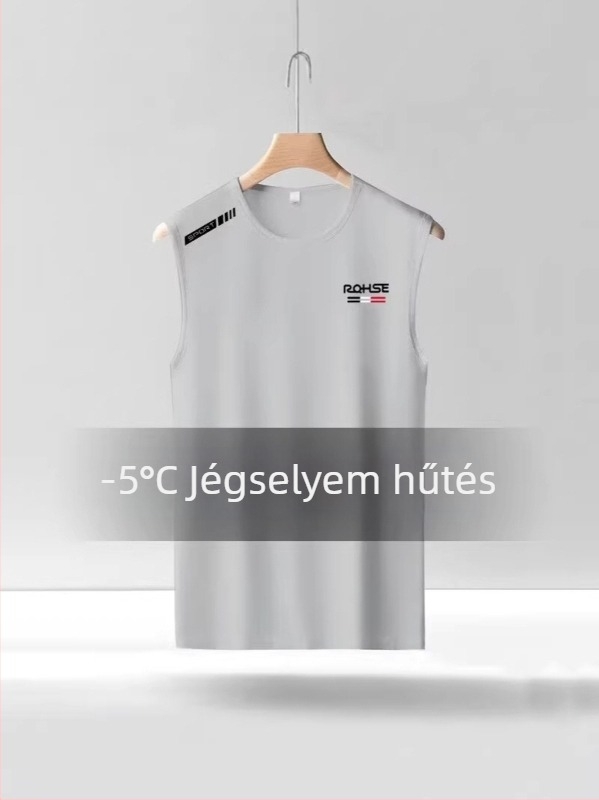 Férfi nyári sportos ujjatlan felső, széles vállú, gyorsan száradó hálós anyag