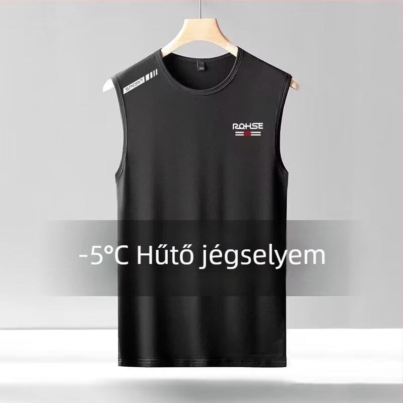 Férfi nyári sportos ujjatlan felső, széles vállú, gyorsan száradó hálós anyag