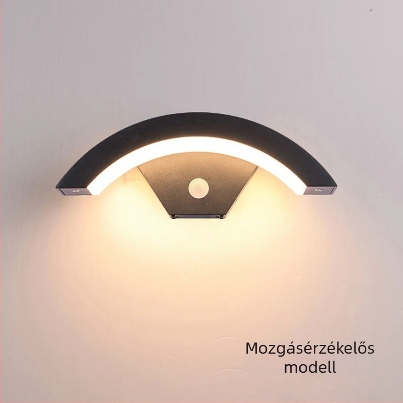 LED modern minimalist kültéri és beltéri falikar mozgásérzékelővel, görbe kialítás