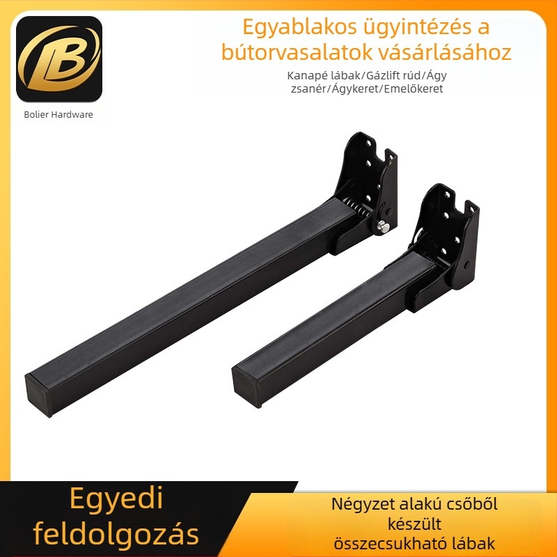 Platina rejtett összecsukható asztal- és kanapé lábak, 25×25 mm-es négyzetcső, 90°-os szögű, fém bútorlábak