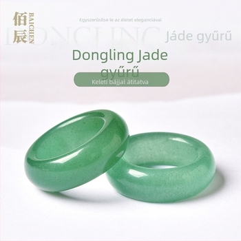 Dongling Jade gyűrű, zöld jade, egyszerű kör alakú dizájn, uniszex, Mori stílus