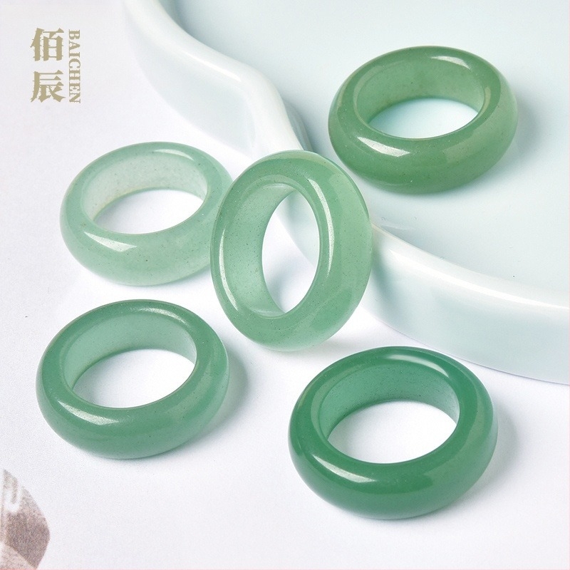Dongling Jade gyűrű, zöld jade, egyszerű kör alakú dizájn, uniszex, Mori stílus