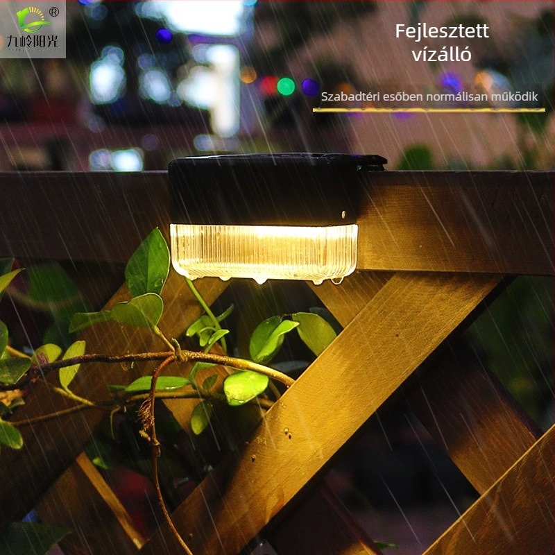 Fejlesztett napelemes lépcsőfény kültéren, kerthez, 3 LED, kerítéshez és korláthoz, dekoratív kis falikar
