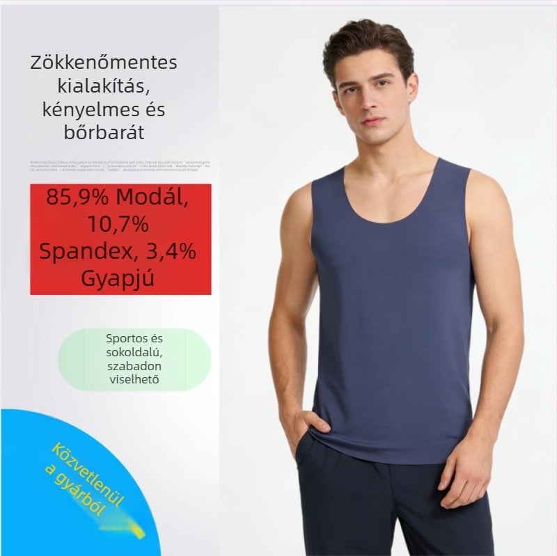 Férfi modal-gyapjú mellény, nyári vékony, lélegző, varrat nélküli, széles vállú, fehér