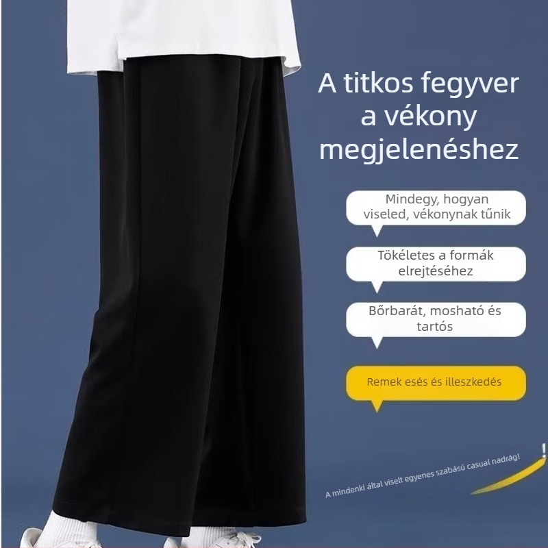 Szürke, férfi sportos melegítőnadrág, laza szabás, széles lábszár, egyenes szabás, nyári viselet