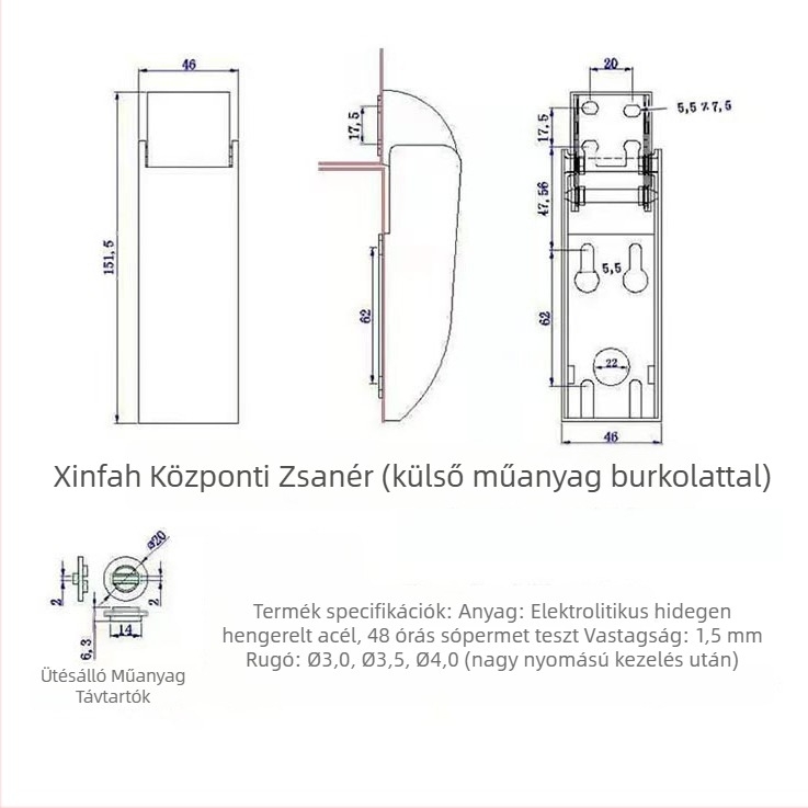 Kereskedelmi fagyasztó zsanér rugóval, vízszintes felső ajtóhoz
