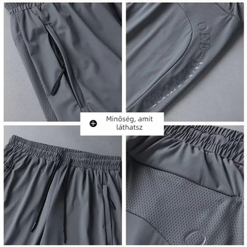 Férfi ice silk nadrág, Hongkong stílus, nyári vékony, laza szabású, egyenes, széles szárú, sportos casual nadrág, gyorsan száradó és légáteresztő, plusz méret