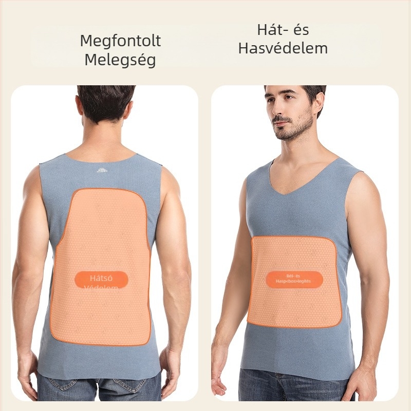 Férfiaknak tervezett hőmérséklet-szabályozó patches meleg mellény fleece béléssel, dupla réteg