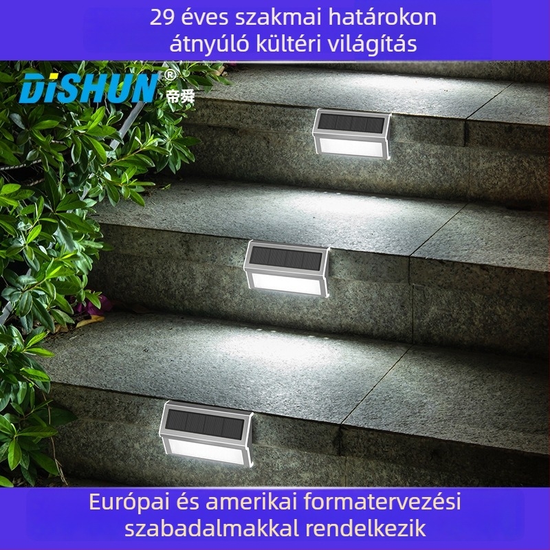 Kültéri napelemes LED lépcsőfények kerthez, kerítéshez és tájvilágításhoz, vízálló