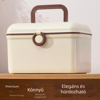 Hordozható gyógyszertartó szekrény, biztonsági zár, két rétegű, többfunkciós tároló doboz, nagy kapacitás családi és szabadtéri használatra.