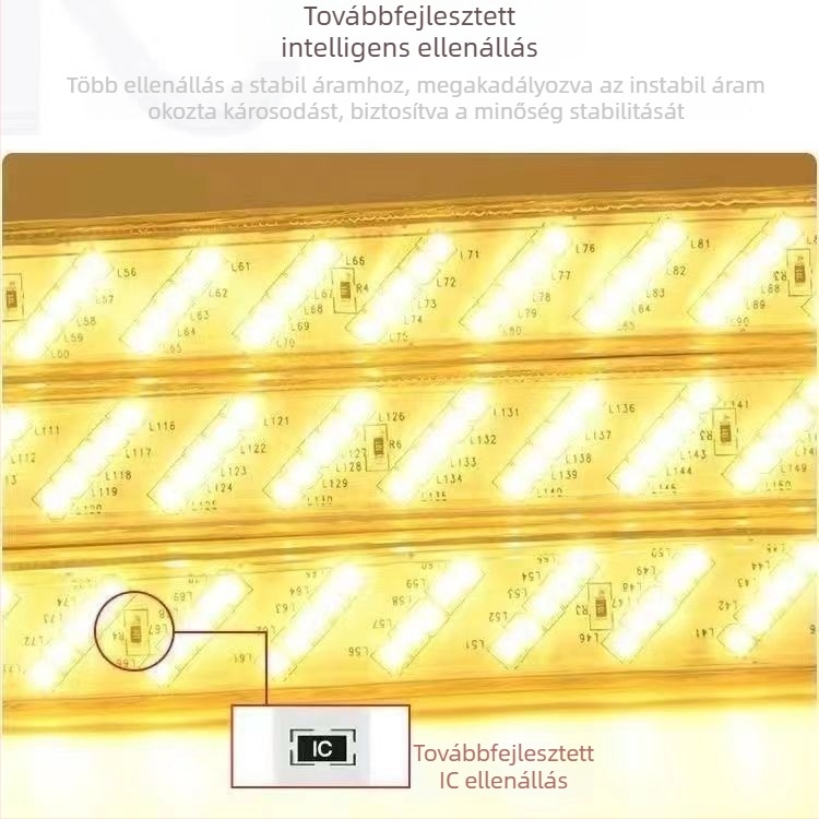 220V LED-szalag 320 LED-del, öt soros dekoratív mennyezeti világítás beltéri használatra, fehér/melegfehér/neutrálfehér és több szín, vízálló