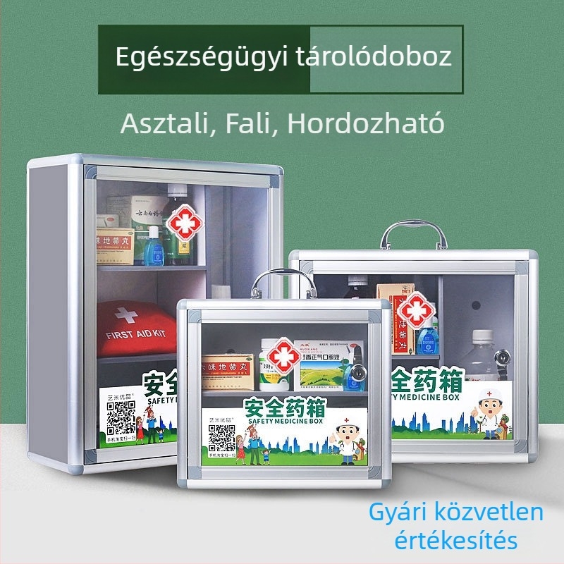 Falra szerelhető alumíniumötvözetű elsősegély doboz zárral – kompakt otthoni orvosi tároló