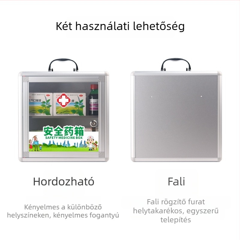 Falra szerelhető alumíniumötvözetű elsősegély doboz zárral – kompakt otthoni orvosi tároló