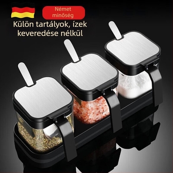 Üveges fűszerező készlet fedőkkel – zárt fűszertartók és olajtartó üveg otthoni konyhához