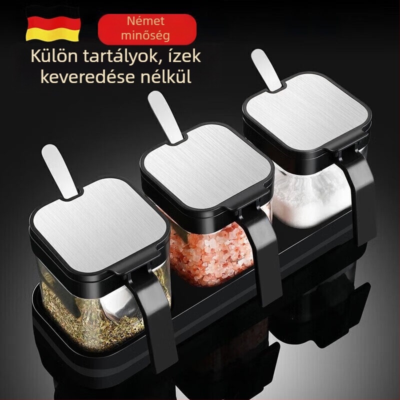 Üveges fűszerező készlet fedőkkel – zárt fűszertartók és olajtartó üveg otthoni konyhához