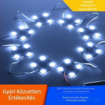 LED háttérvilágító sáv modul mennyezeti lámpatesthez, 220V, 4W, monokróm, 4x3030 LED, 175° fénysugár, beltéri használatra, alumínium alap