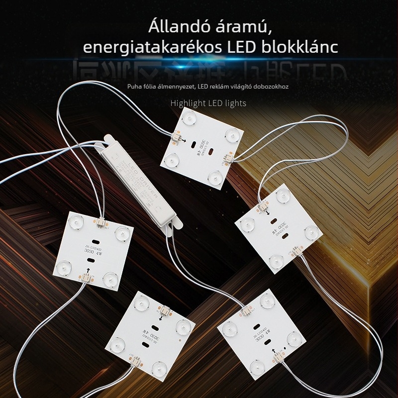 LED háttérvilágító sáv modul mennyezeti lámpatesthez, 220V, 4W, monokróm, 4x3030 LED, 175° fénysugár, beltéri használatra, alumínium alap