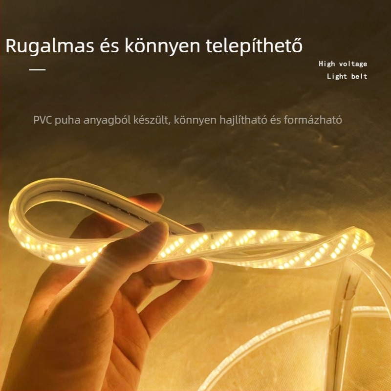 220V kültéri vízálló LED-szalag, rendkívül fényes, 100 m hosszú, egyszínű, 120° fénycsóva-szög, mennyezet és alagút világításra