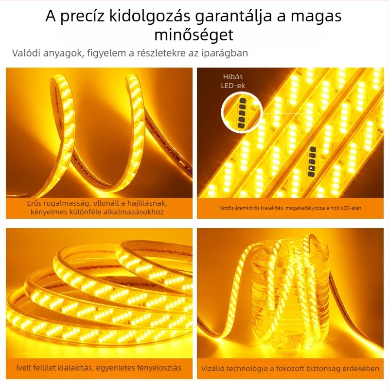 LED-szalag 220V, kültéri, vízálló, rendkívül fényes, 180 LED három- és ötrendű elrendezéssel, 320 LED-es dekoratív hosszú szalag