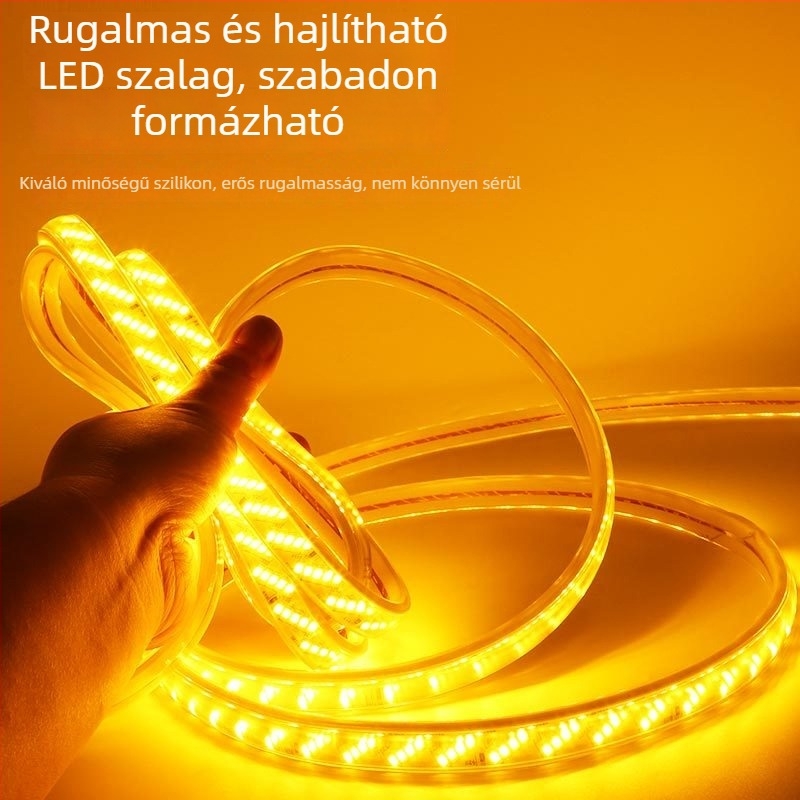 LED-szalag 220V, kültéri, vízálló, rendkívül fényes, 180 LED három- és ötrendű elrendezéssel, 320 LED-es dekoratív hosszú szalag
