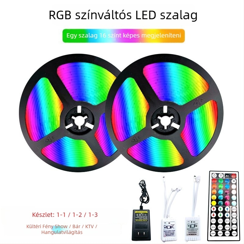 RGB LED fénycsík, háromszínű színváltás, 220V, vízálló hosszú szalag otthonra és a nappali plafonjára