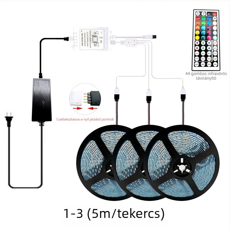 RGB LED fénycsík, háromszínű színváltás, 220V, vízálló hosszú szalag otthonra és a nappali plafonjára