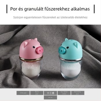 Rajzfilm-stílusú üveg fűszertartó, mérővel ellátott sótartó, lezárt fűszertartó és porral tölthető tartály